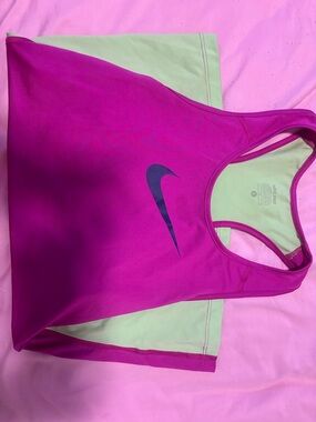 Nike Hot Pink with Pale Green Lined Sports Bra